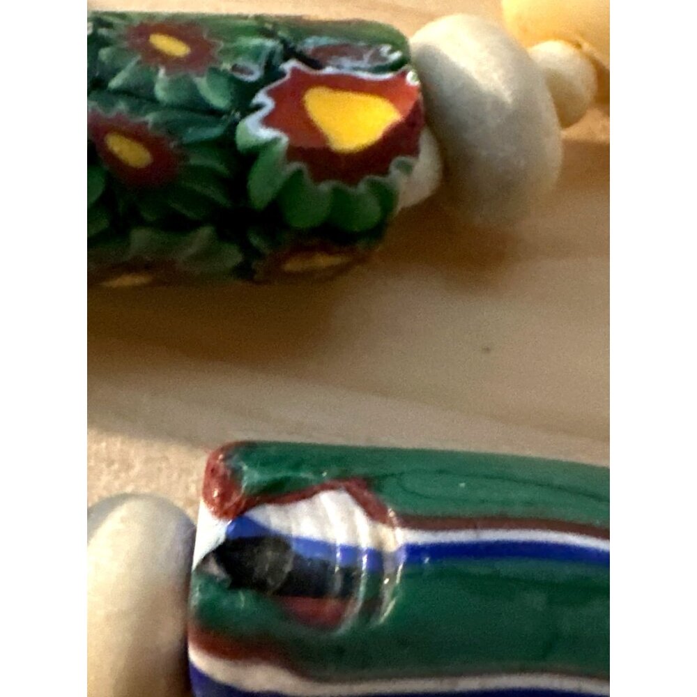 Millefiori Venetian Trade Bead Necklace Vintage African Carved Tribal - Picture 10 of 10